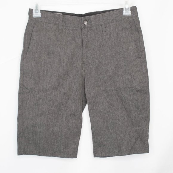 Volcom Vmonty Chino Shorts Boys 20 Gray Casual Skate School Uniform UU03X - Picture 1 of 3